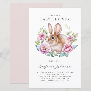 Blume, sonnig und rosa Kinderdusche Einladung