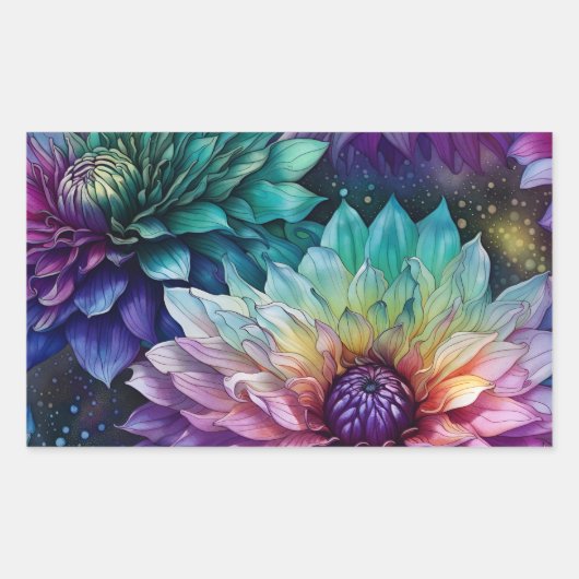 Blume Space Dahlia Rechteckiger Aufkleber (Vorderseite)