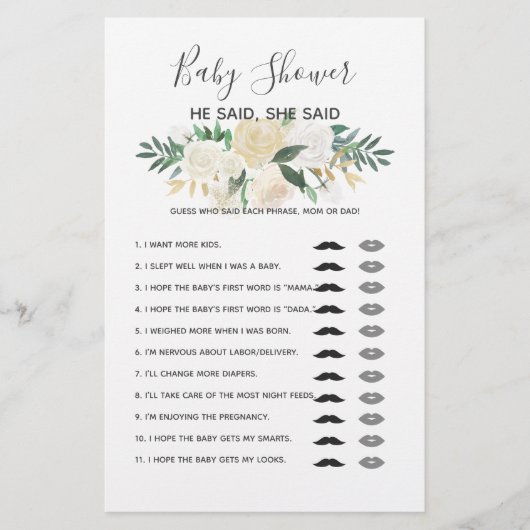 Blume-Spiel mit Baby Dusche - sagte sie (Vorderseite)