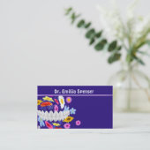 Blume Spin Blue Business Card Visitenkarte (Stehend Vorderseite)