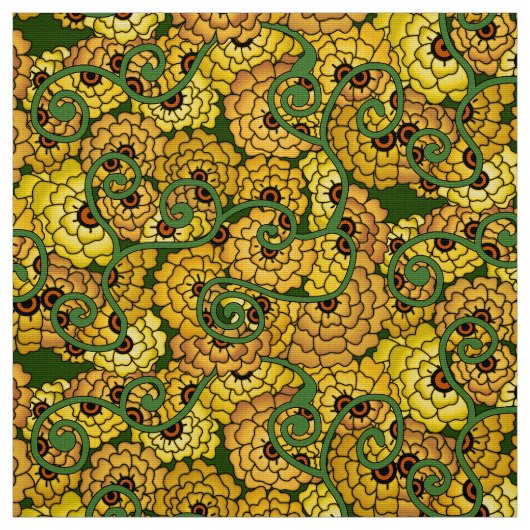 Blume Spiralen - Gelb Stoff (Muster)