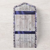 Blume, Spitzen und Hufeisen, blaues Band All In One Einladung (Außenbereich)