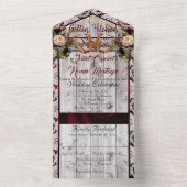 Blume, Spitzen und Hufeisen, Burgund-Band All In One Einladung (Innen Boden)