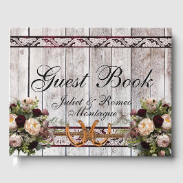 Blume, Spitzen und Hufeisen, Burgund-Band Gästebuch