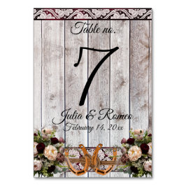 Blume, Spitzen und Hufeisen, Burgund-Band Tischnummer