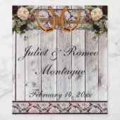 Blume, Spitzen und Hufeisen, Burgund-Band Weinetikett (Einzelnes Label)