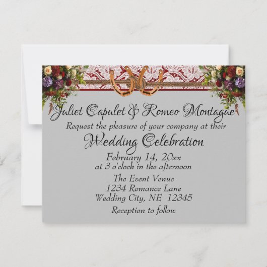 Blume, Spitzen und Hufeisen, Hochzeiten mit rotem  (Rückseite)