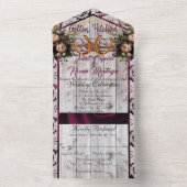 Blume, Spitzen und Hufeisen, Lila Band All In One Einladung (Innen Boden)