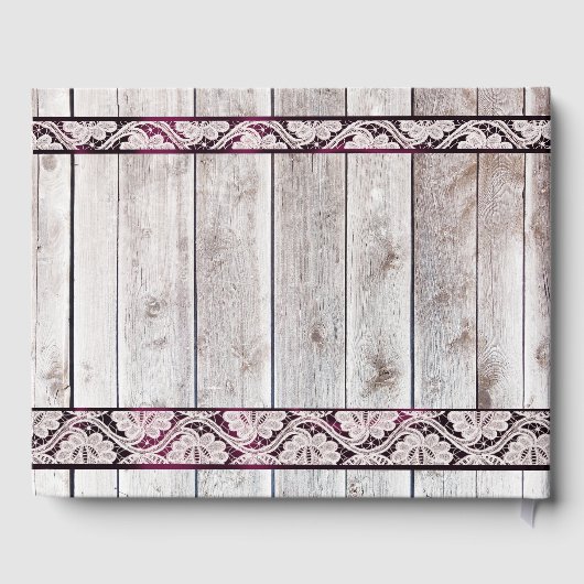 Blume, Spitzen und Hufeisen, Lila Band Gästebuch (Rückseite)