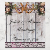 Blume, Spitzen und Hufeisen, Lila Band Weinetikett (Einzelnes Label)