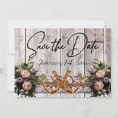 Blume, Spitzen und Hufeisen, Lila Hochzeit mit Rib Save The Date (Vorderseite)