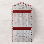 Blume, Spitzen und Hufeisen, rotes Band All In One Einladung (Außenbereich)