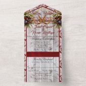 Blume, Spitzen und Hufeisen, rotes Band All In One Einladung (Innen Boden)