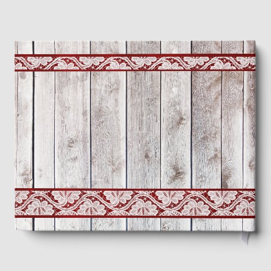 Blume, Spitzen und Hufeisen, rotes Band Gästebuch (Rückseite)