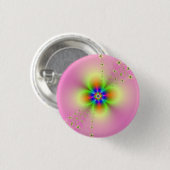 Blume-Spray auf rosa Pinback-Taste Button (Vorne & Hinten)