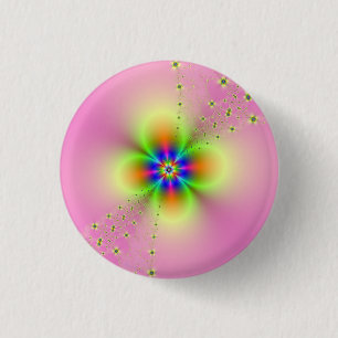 Blume-Spray auf rosa Pinback-Taste Button