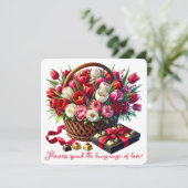 Blume sprechen - Valentintagskarte Dankeskarte (Stehend Vorderseite)