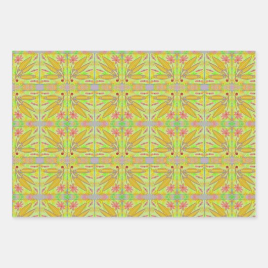 BLUME-SPRIGS- UND GLOWBURSTS-WRAPPING-PAPIER GESCHENKPAPIER SET (Vorderseite 2)