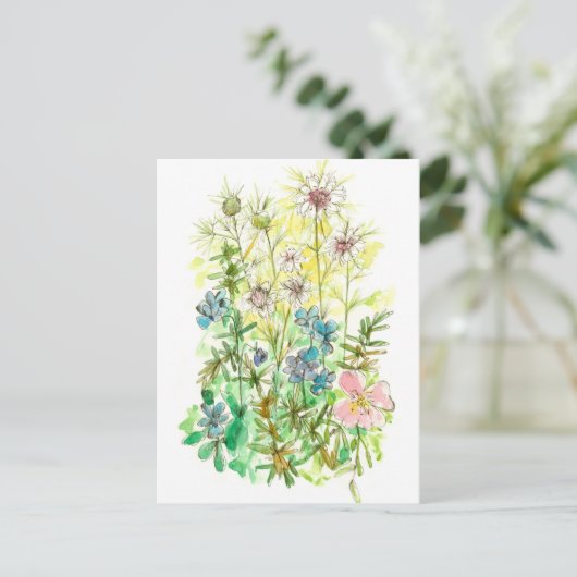 Blume Spring Garden Nigella Viola Postkarte (Stehend Vorderseite)