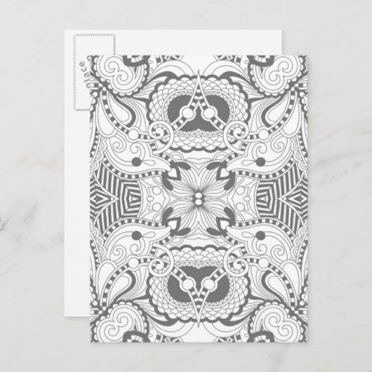 Blume Square Doodle Postkarte (Vorne/Hinten)