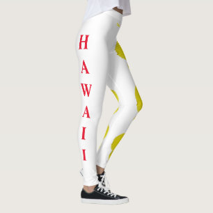 Blume Staat White Hawaii Leggings Gelber Hibiskus