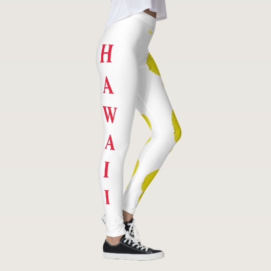 Blume Staat White Hawaii Leggings Gelber Hibiskus (Rechts)