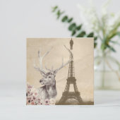 Blume Stag & Eiffel Tower Karte (Stehend Vorderseite)