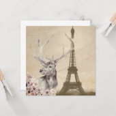 Blume Stag & Eiffel Tower Karte (Vorderseite/Rückseite Beispiel)