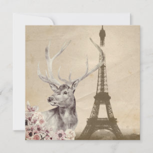 Blume Stag & Eiffel Tower Karte