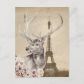 Blume Stag & Eiffel Tower Postkarte (Vorderseite)