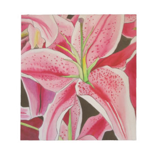 Blume Stargazer pink lila Aquarellkunst Notizblock