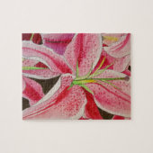 Blume Stargazer pink lila Aquarellkunst Puzzle (Horizontal)