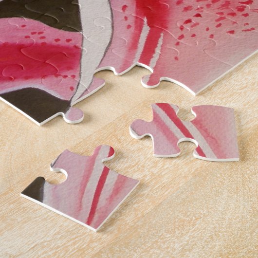 Blume Stargazer pink lila Aquarellkunst Puzzle (Seite)