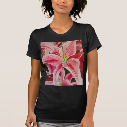 Blume Stargazer pink lila Aquarellkunst T-Shirt (Vorderseite)