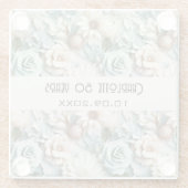 Blume staubige grüne Creme Geburtsname Glasuntersetzer (Rückseite)