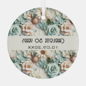 Blume staubige grüne Creme Geburtsname Ornament Aus Glas (Rückseite)