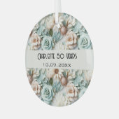 Blume staubige grüne Creme Geburtsname Ornament Aus Glas (Vorderseite links)