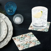 Blume staubige grüne Creme Geburtsname Rechteckiger Pappuntersetzer