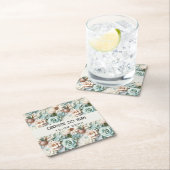 Blume staubige grüne Creme Geburtsname Rechteckiger Pappuntersetzer (Vor Ort)