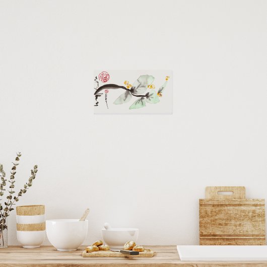 Blume-Stem-Kurven Poster (Küche)