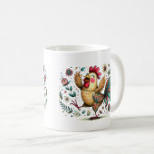 Blume Stil Rooster oder Hühnervolk Kaffeetasse (VorderseiteRechts)