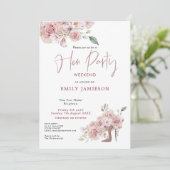 Blume Stiletto Weekend Itinerary Hen Party Einladung (Stehend Vorderseite)