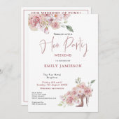 Blume Stiletto Weekend Itinerary Hen Party Einladung (Vorne/Hinten)