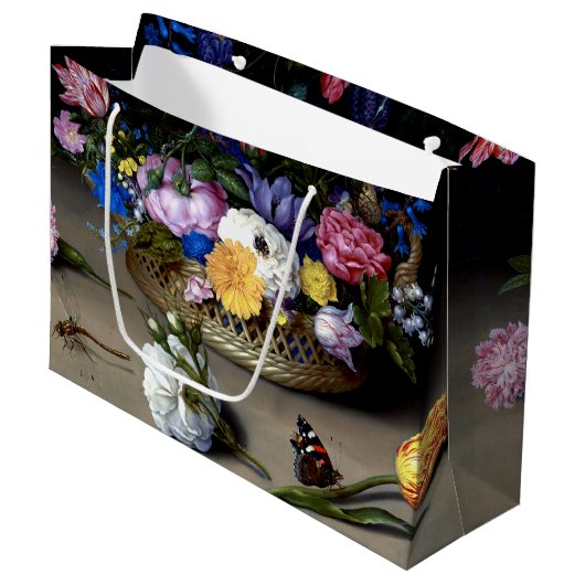 Blume Still Life Bosschaert Niederländische Malere Große Geschenktüte (Vorderseite Schrägansicht)