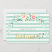 Blume Streifen Bridesmaid-Karte Einladung (Vorderseite)