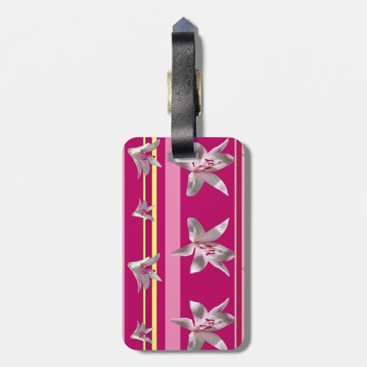 Blume & Streifen Gepäckanhänger mit Leder (Rückseite vertikal)