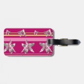 Blume & Streifen Gepäckanhänger mit Leder (Rückseite horizontal)