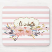 Blume, Streifen - Personalisiert Mousepad (Vorne)