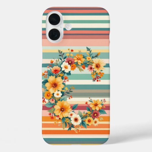 Blume Streifen Retro (C) Case-Mate iPhone Hülle (Rückseite)