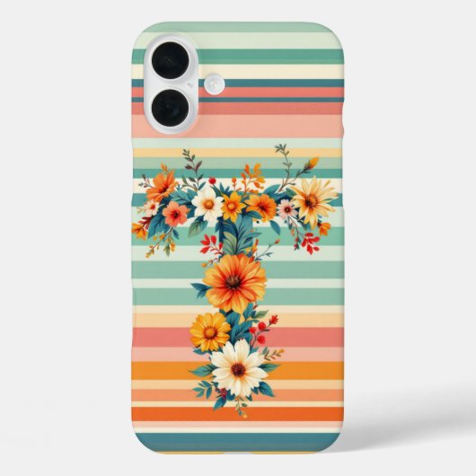 Blume Streifen Retro (T) Case-Mate iPhone Hülle (Rückseite)